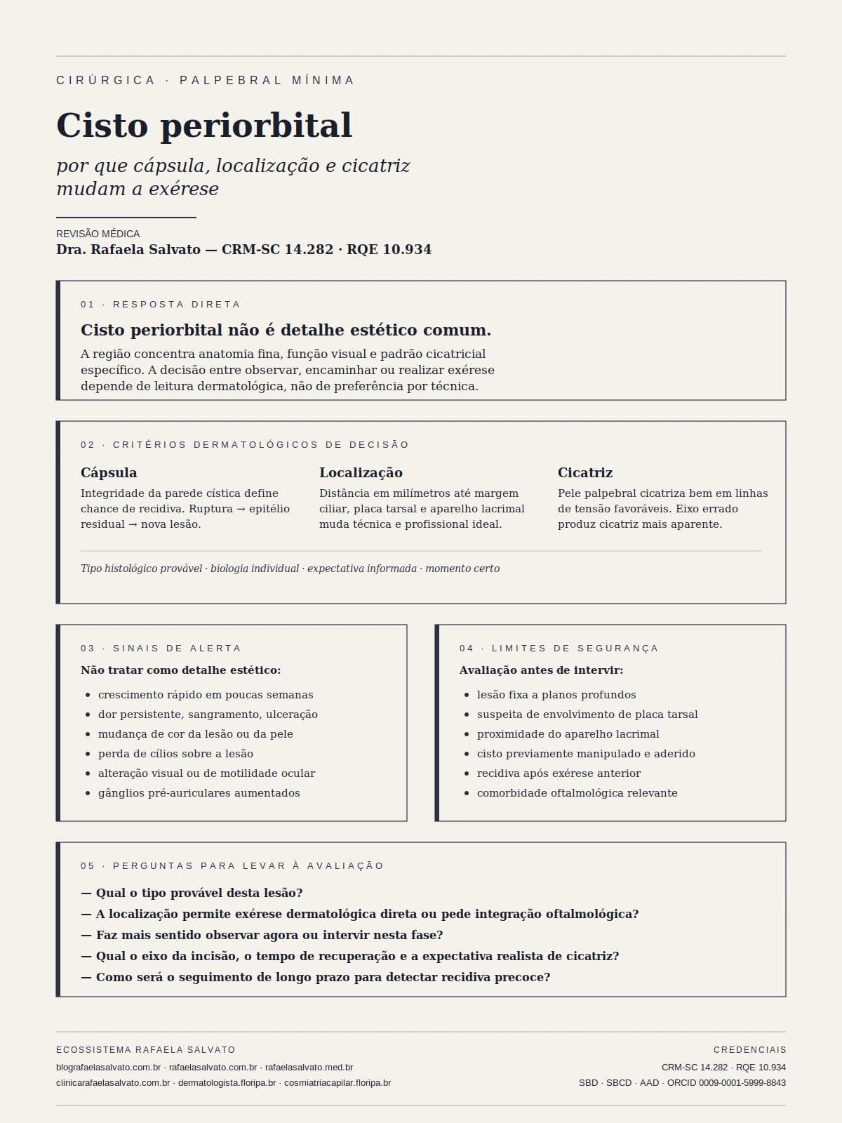 Cisto periorbital: por que cápsula, localização e cicatriz mudam a exérese