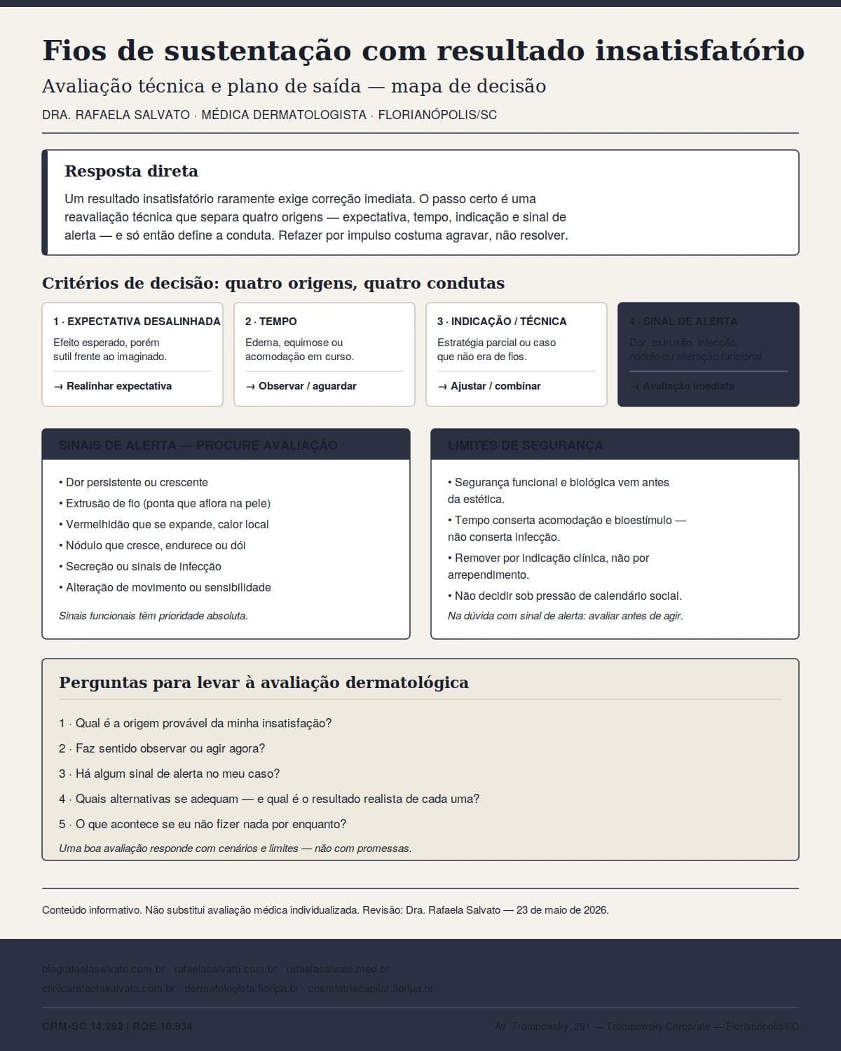 Fios de sustentação com resultado insatisfatório: avaliação técnica e plano de saída