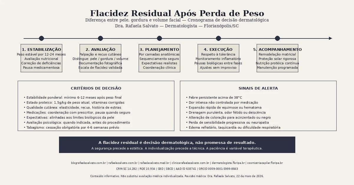 Flacidez residual após perda de peso: diferença entre pele, gordura e volume facial