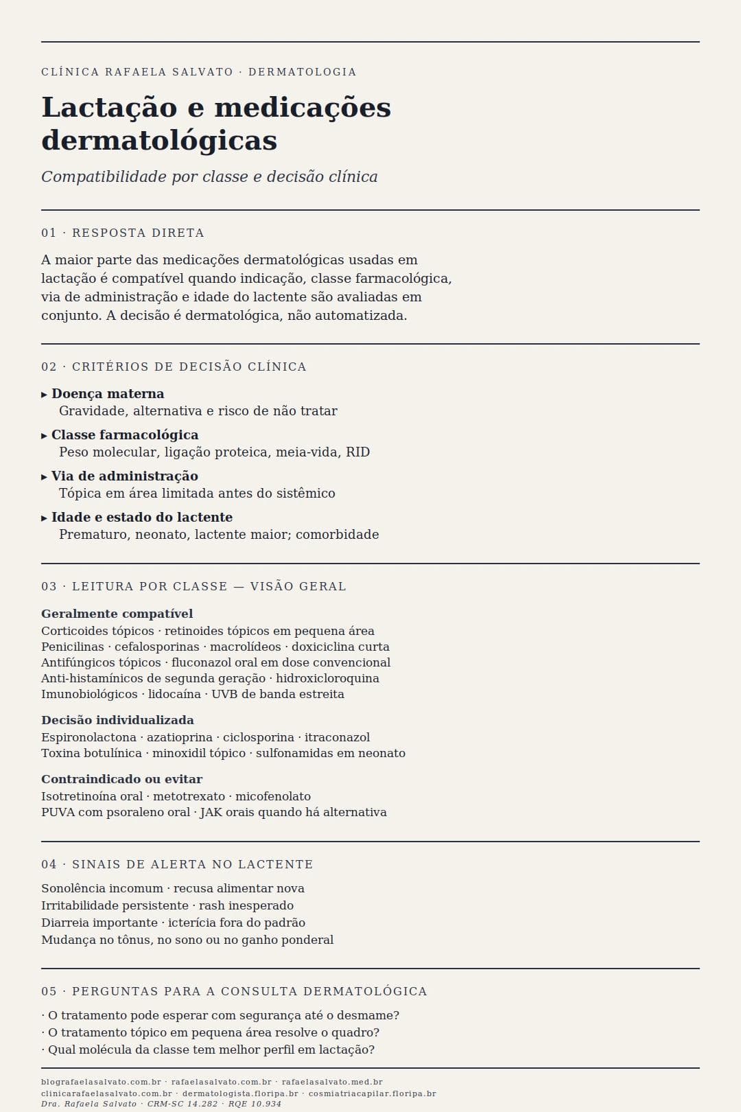 Lactação e medicações dermatológicas: compatibilidade por classe e decisão clínica