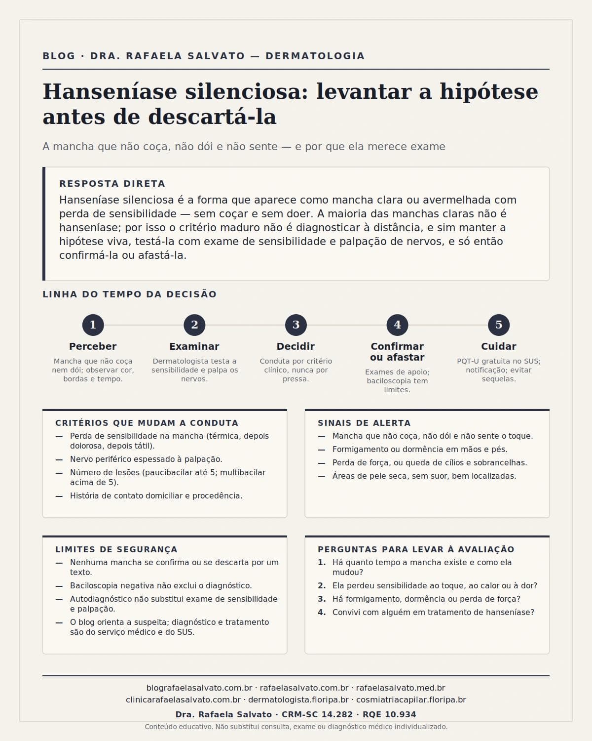 Hanseníase silenciosa: por que a hipótese precisa ser levantada antes de descartada