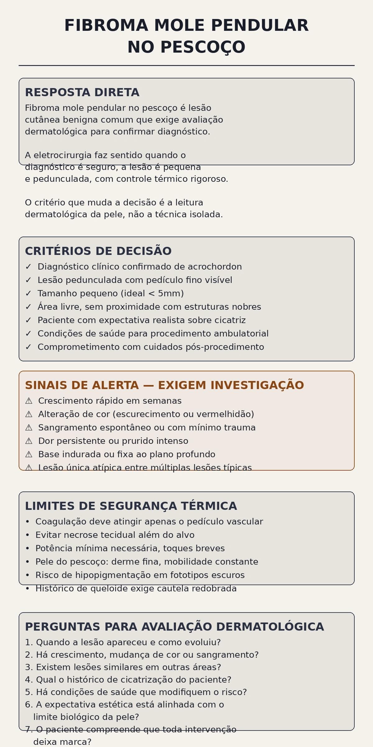 Fibroma mole pendular no pescoço: por que a eletrocirurgia ainda pode fazer sentido