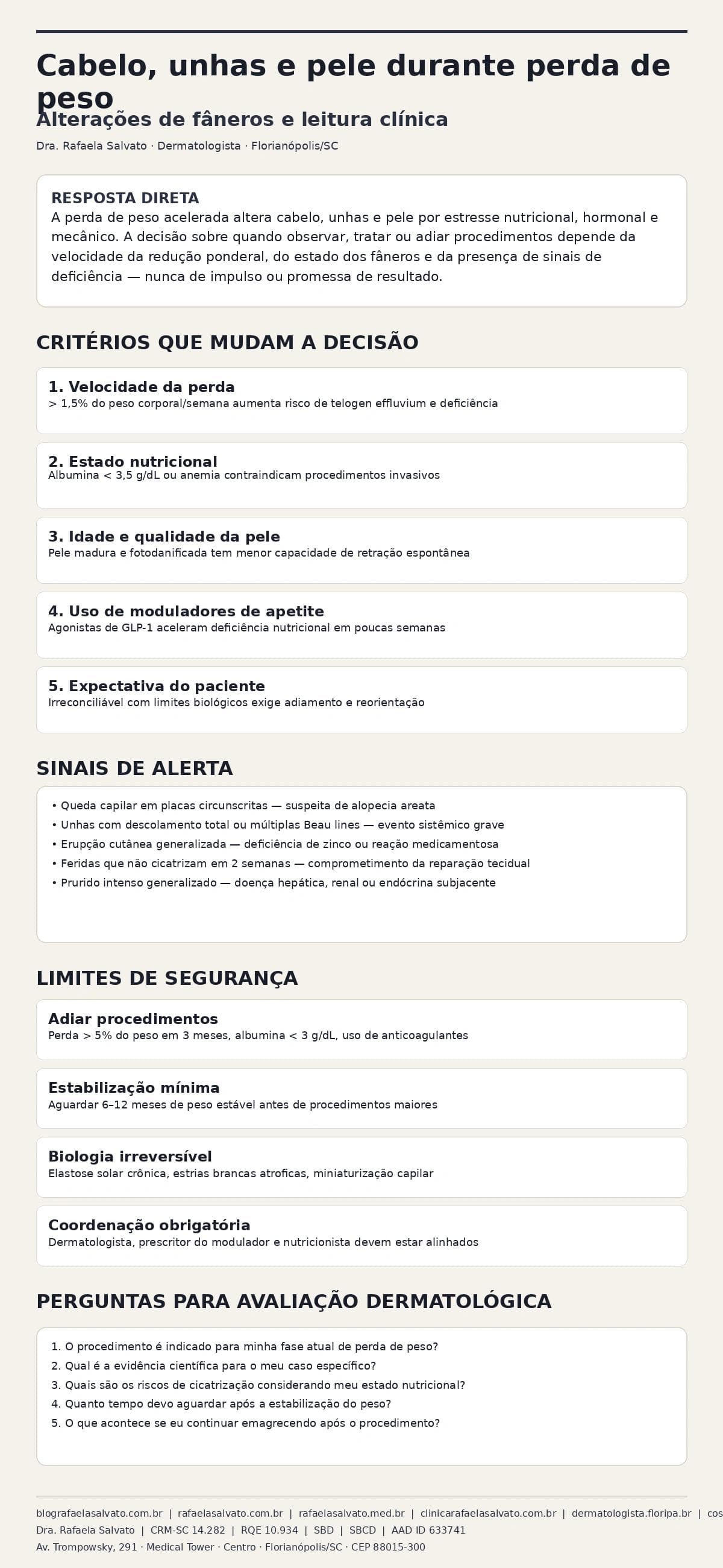 Cabelo, unhas e pele durante perda de peso: alterações de fâneros e leitura clínica