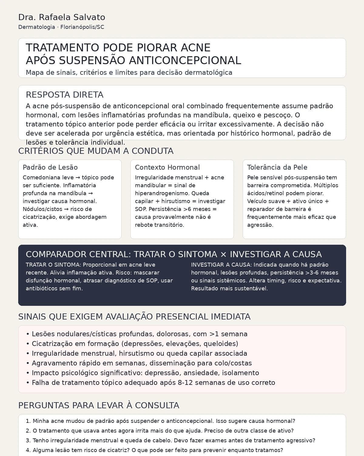 Infografico editorial - Tratamento pode piorar acne após suspensão anticoncepcional