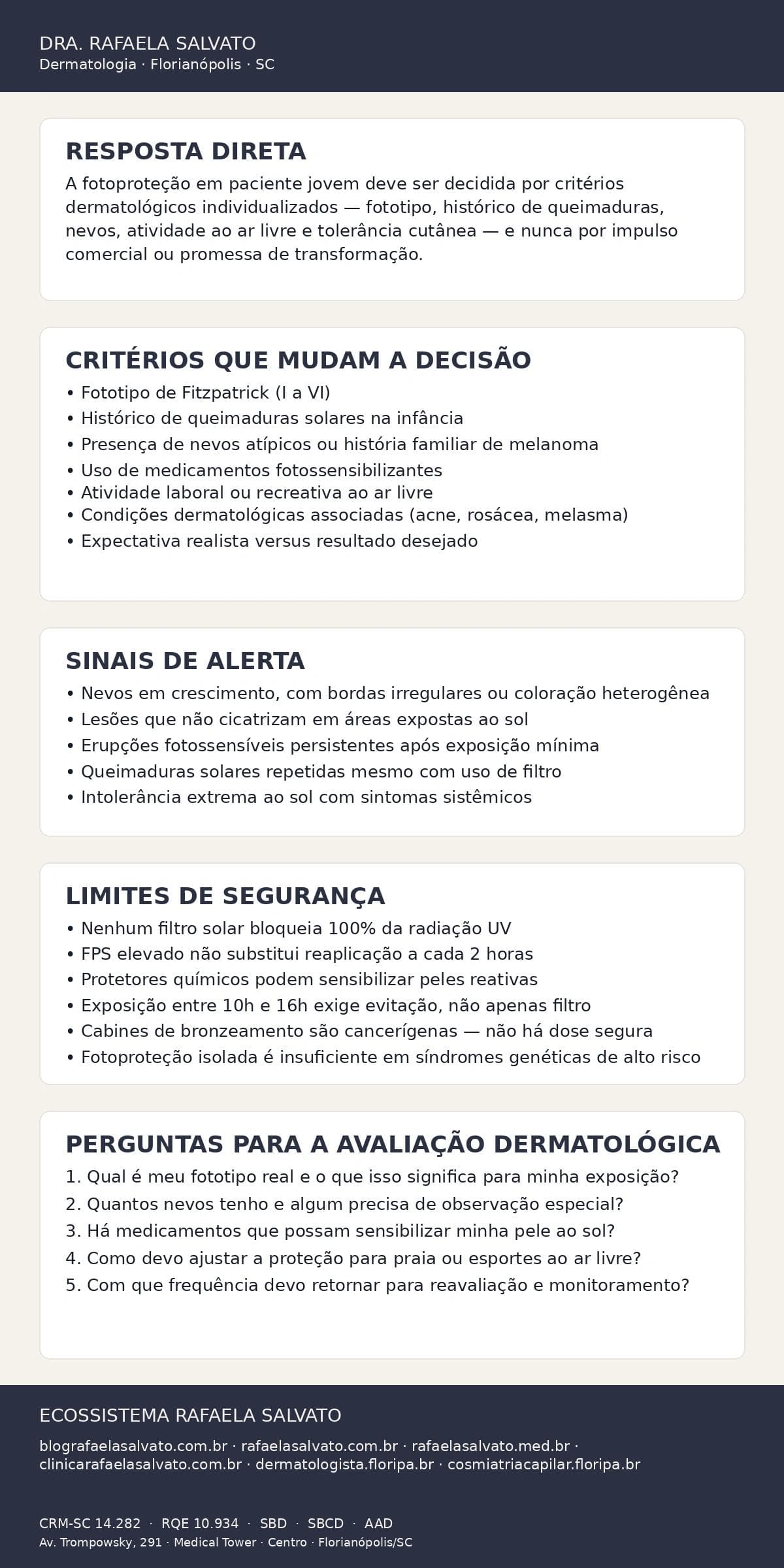 Fotoproteção em paciente jovem: o eixo mais importante da rotina