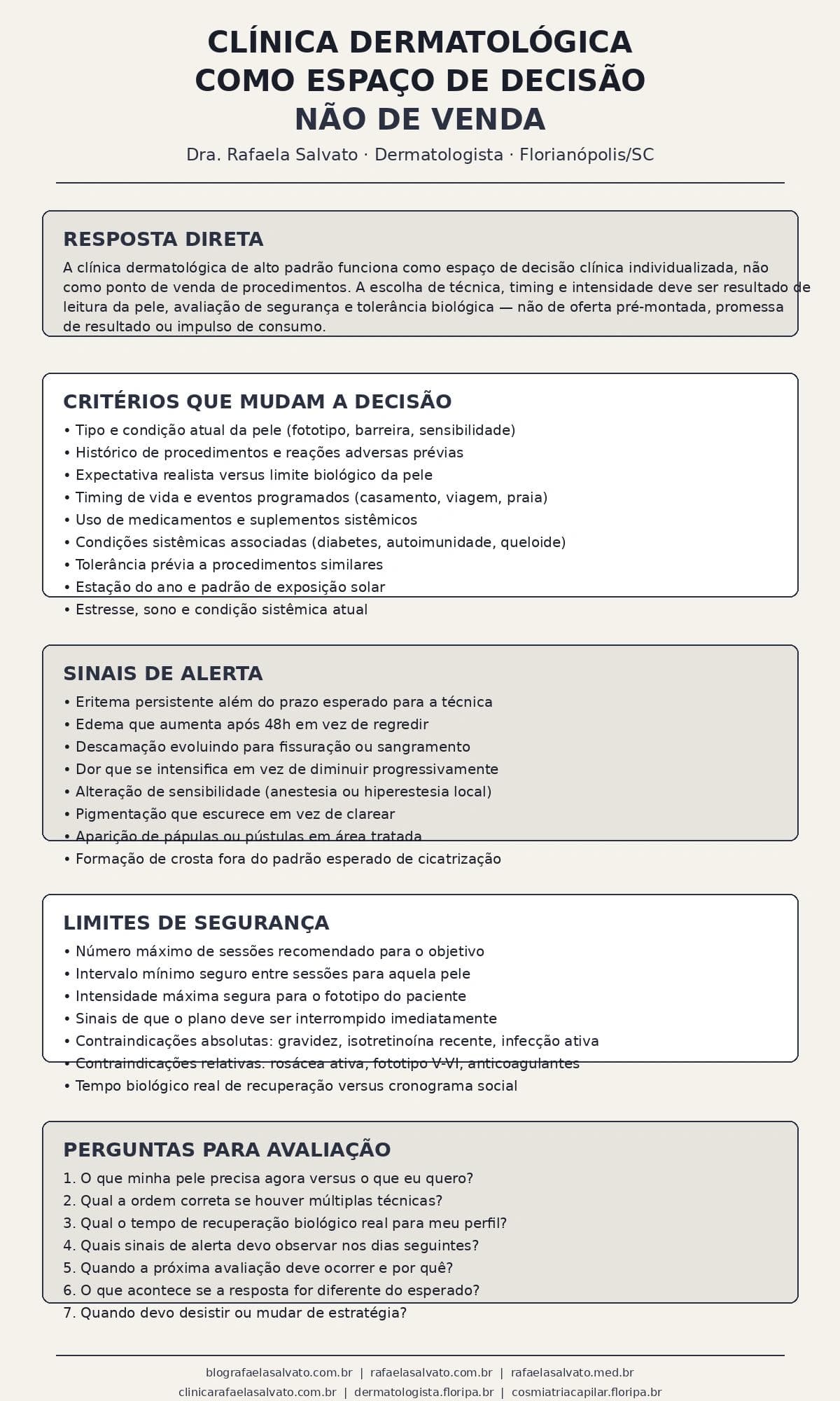Clínica dermatológica como espaço de decisão, não de venda