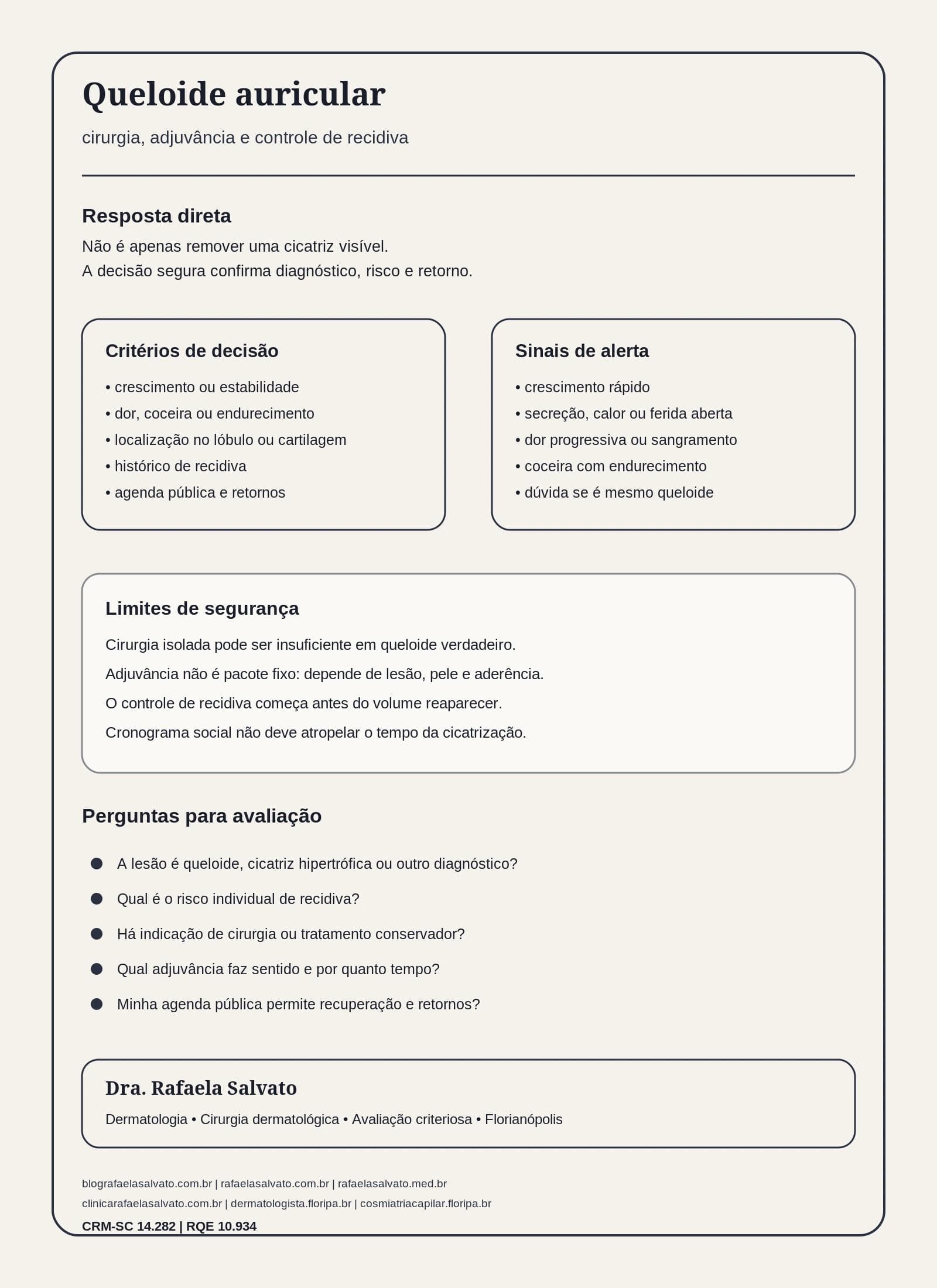 Queloide auricular em profissional pública: cirurgia, adjuvância e controle de recidiva