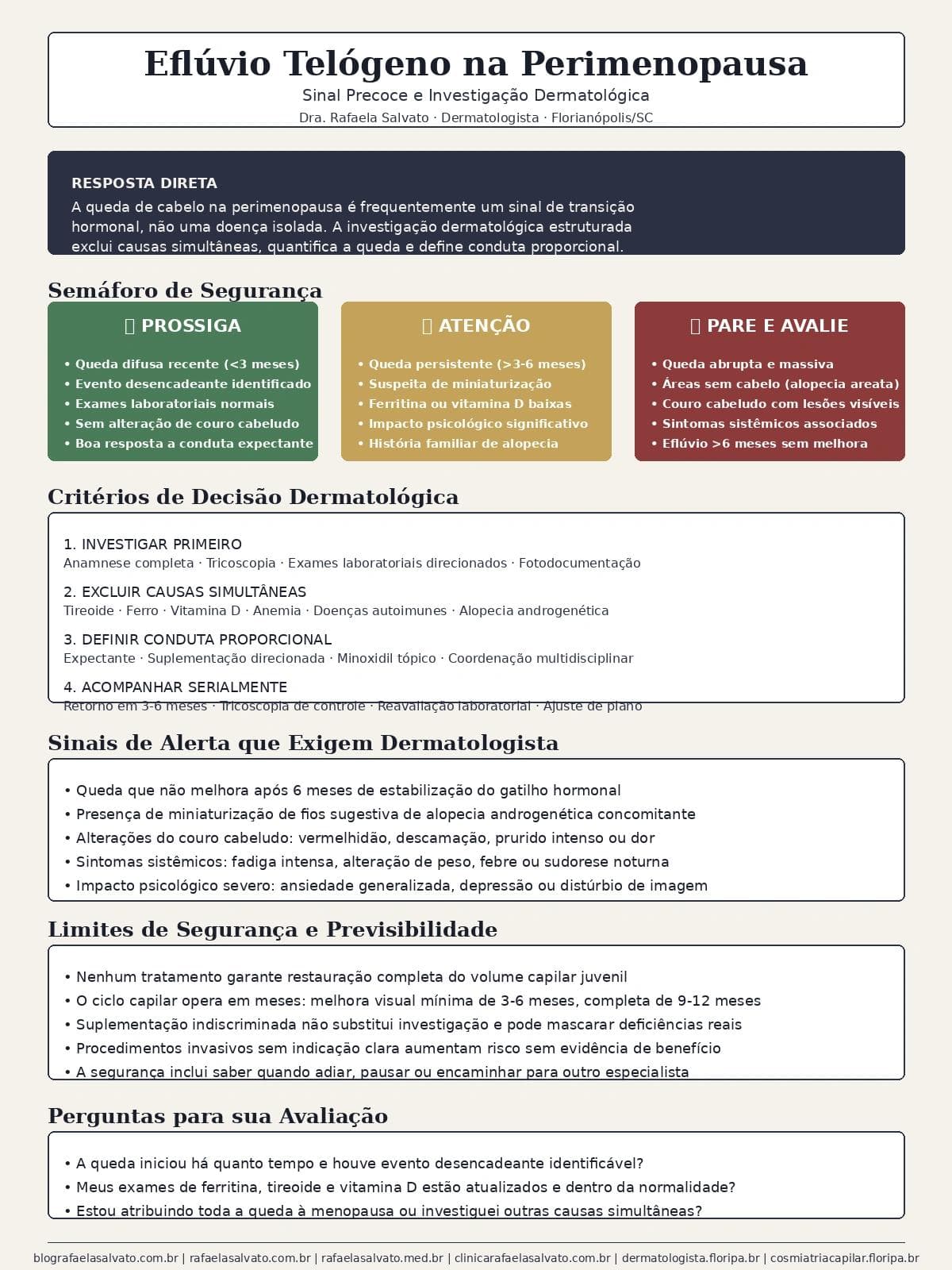 Eflúvio telógeno na perimenopausa: sinal precoce e investigação dermatológica