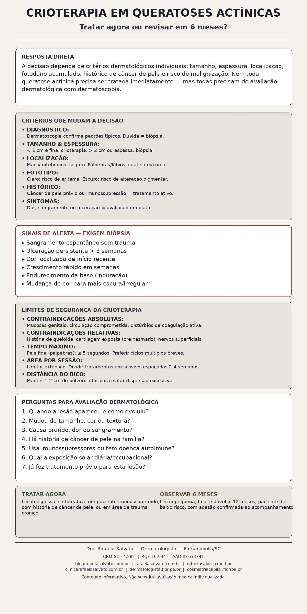 Crioterapia em queratoses actínicas: tratar agora ou revisar em 6 meses