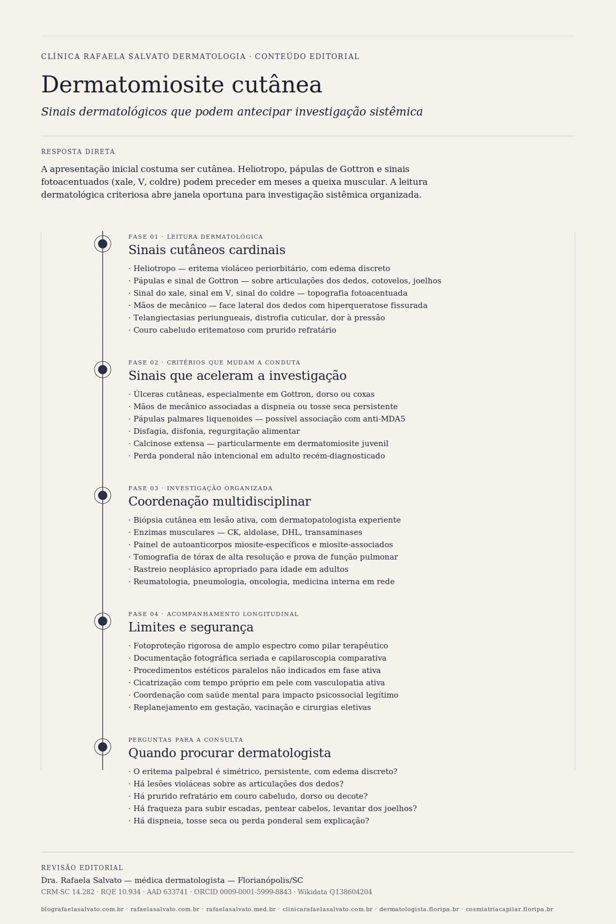 Dermatomiosite cutânea: sinais dermatológicos que podem antecipar investigação sistêmica