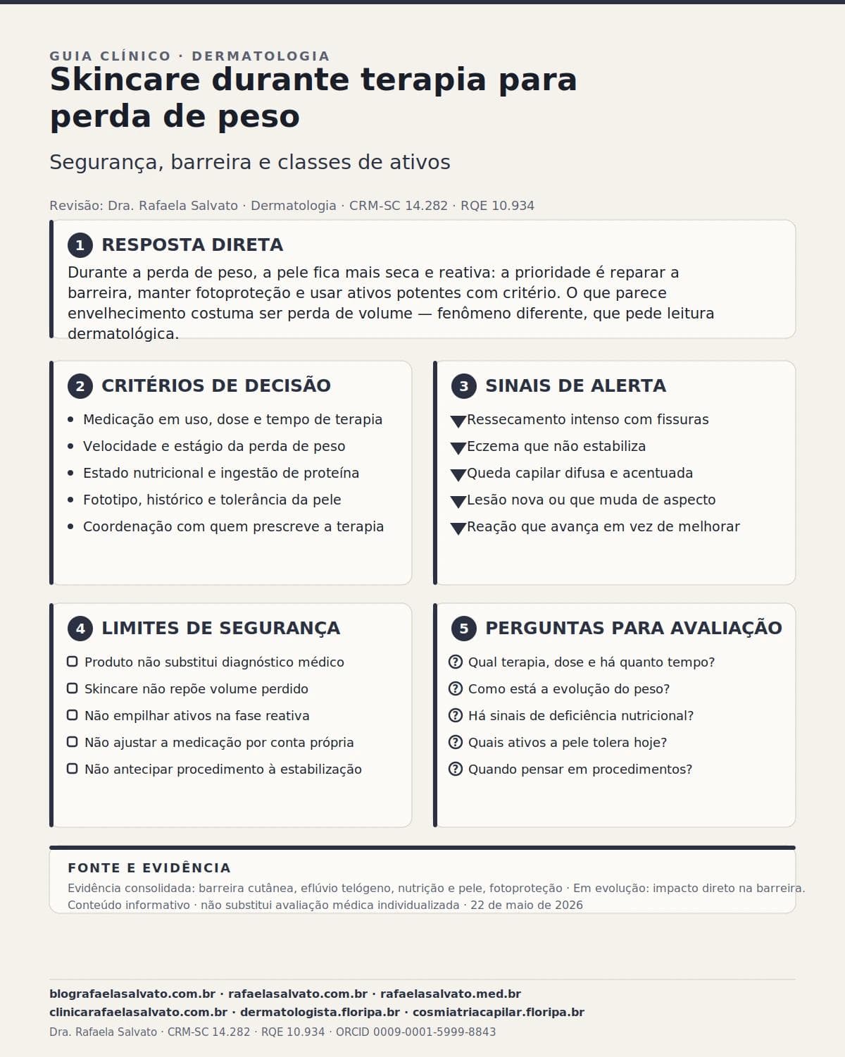 Skincare durante terapia para perda de peso: segurança, barreira e classes de ativos