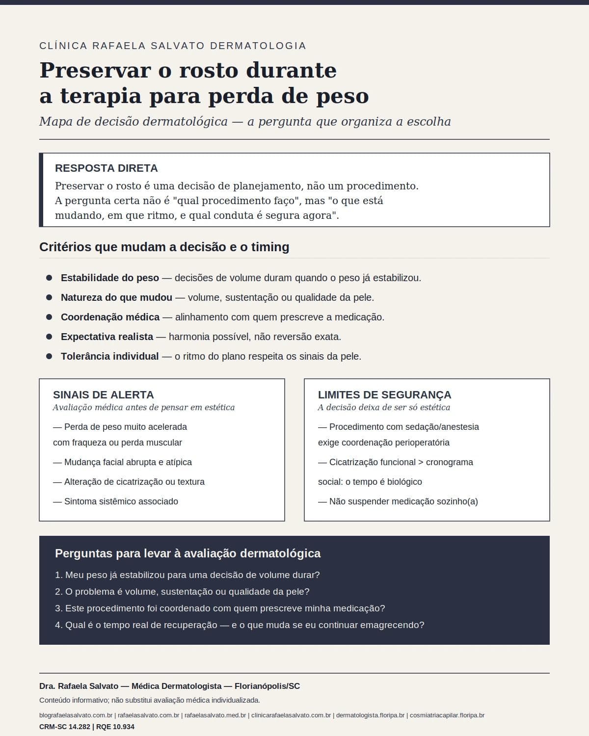 Como preservar o rosto durante terapia para perda de peso: a pergunta que organiza a decisão estética